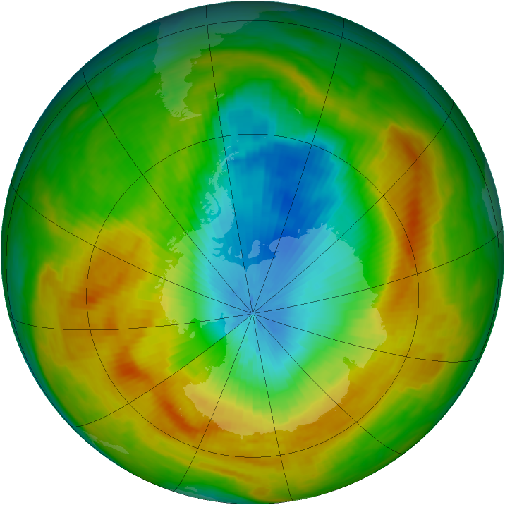 Antarctic ozone map for 07 November 1988